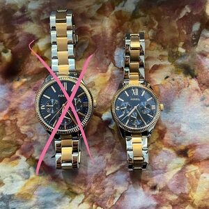 Fossil His and Hers Multifunction Two-Tone Stainless Steel Watch Set